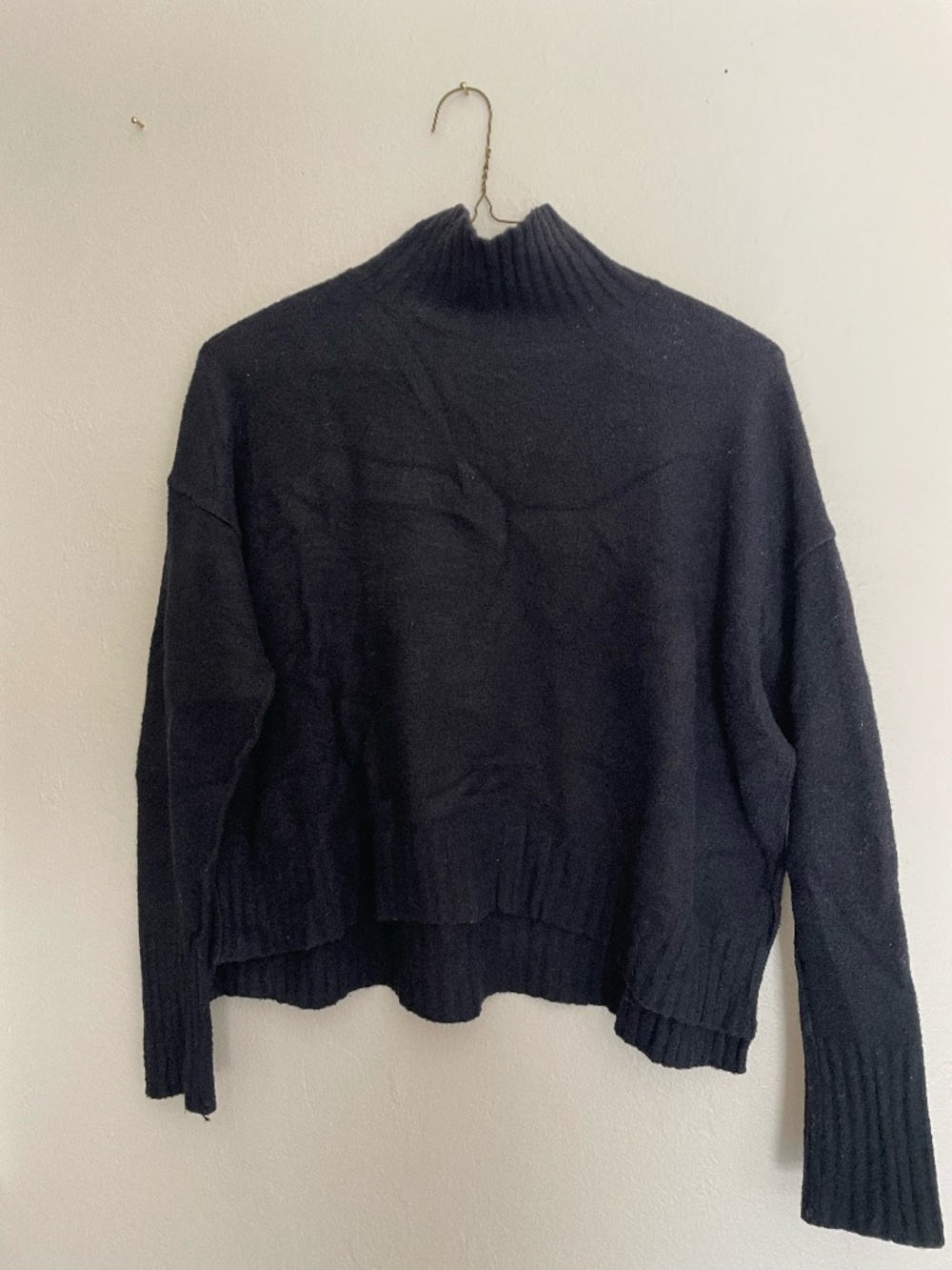 Free People Black Supersoft Mock Neck Sweater